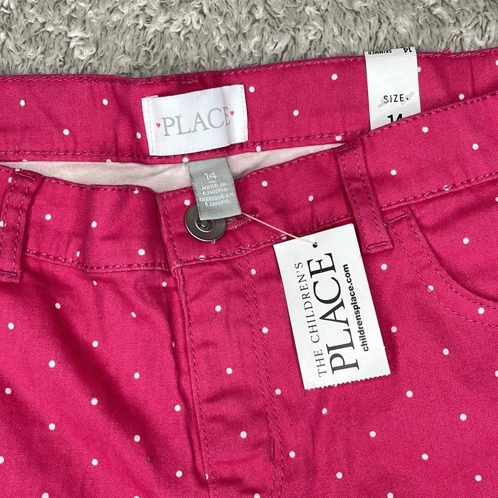 The Children's Place Girls Pink Polka Dot Skimmer Shorts - Size 14